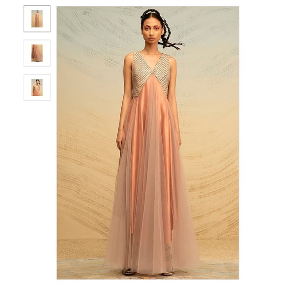 AKHL Dresses & Skirts - AKHL - Blush Pink Textured Satin Dress - Worn Once - XS